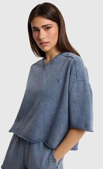 Cut Seam Sweat T-shirt - Navy