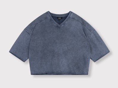 Cut Seam Sweat T-shirt - Navy