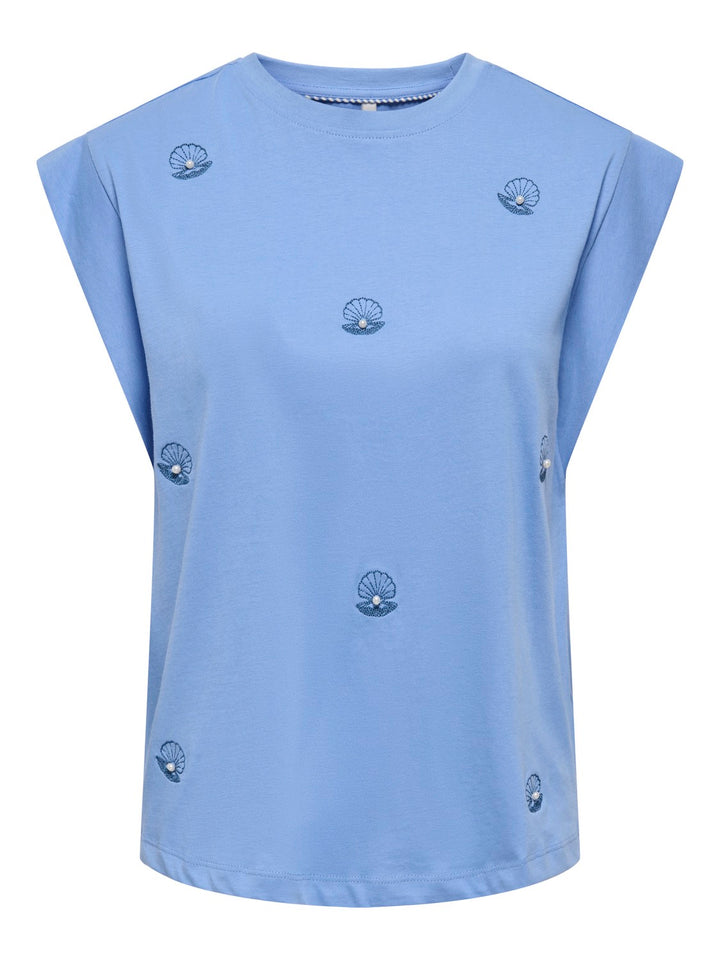Onlshelina S/s Top Box Jrs - Blauw Dessin