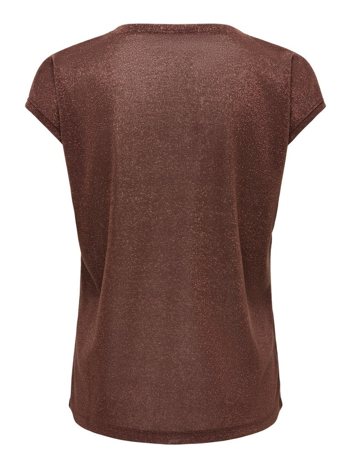 Onlsilvery S/s V Neck Lurex Top Jrs Noos - Bordeaux