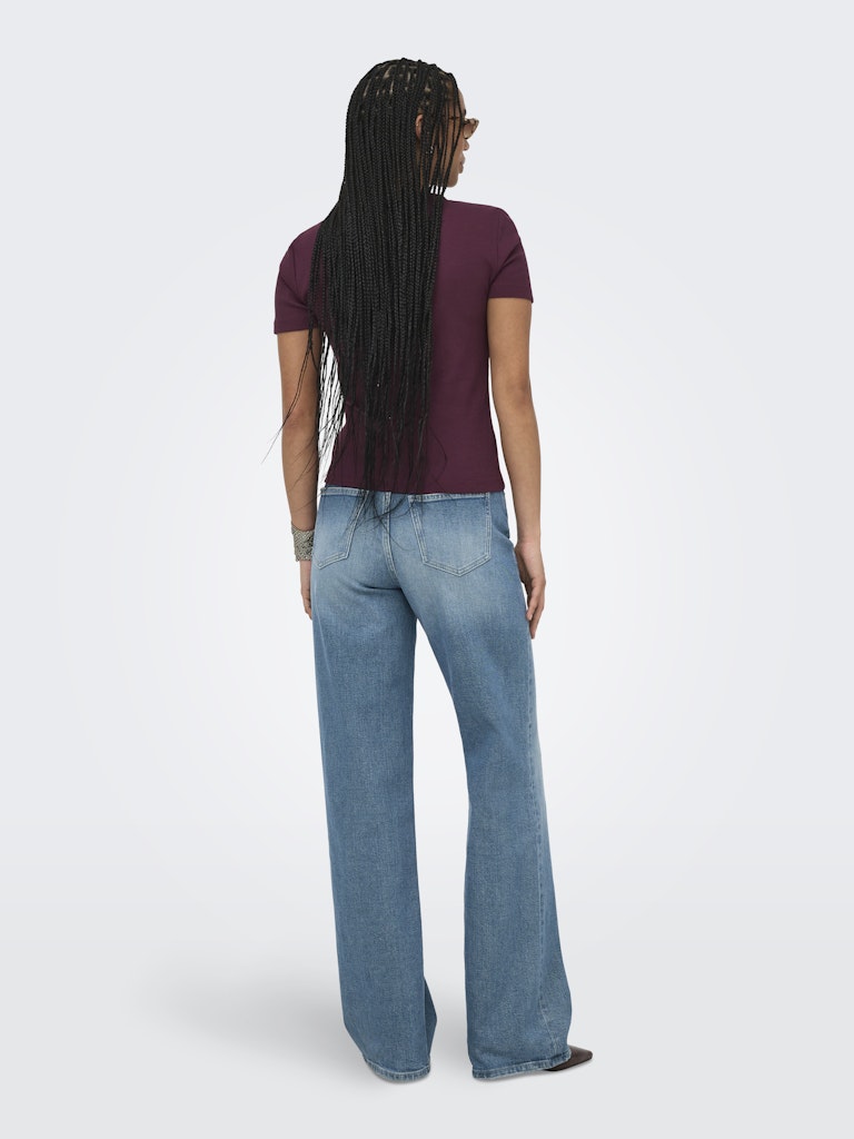 Onlval Ss O-neck Solid - Bordeaux