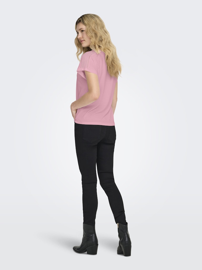 Onlfree Life S/s V-neck Lace Top Jrs - Roze