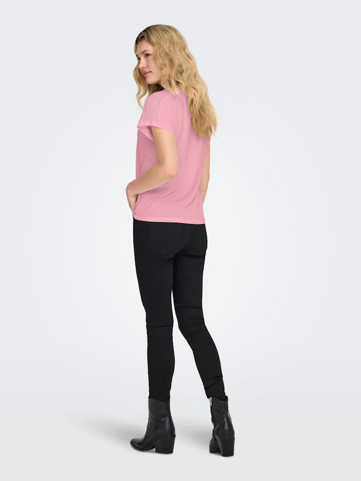 Onlfree Life S/s V-neck Lace Top Jrs - Roze