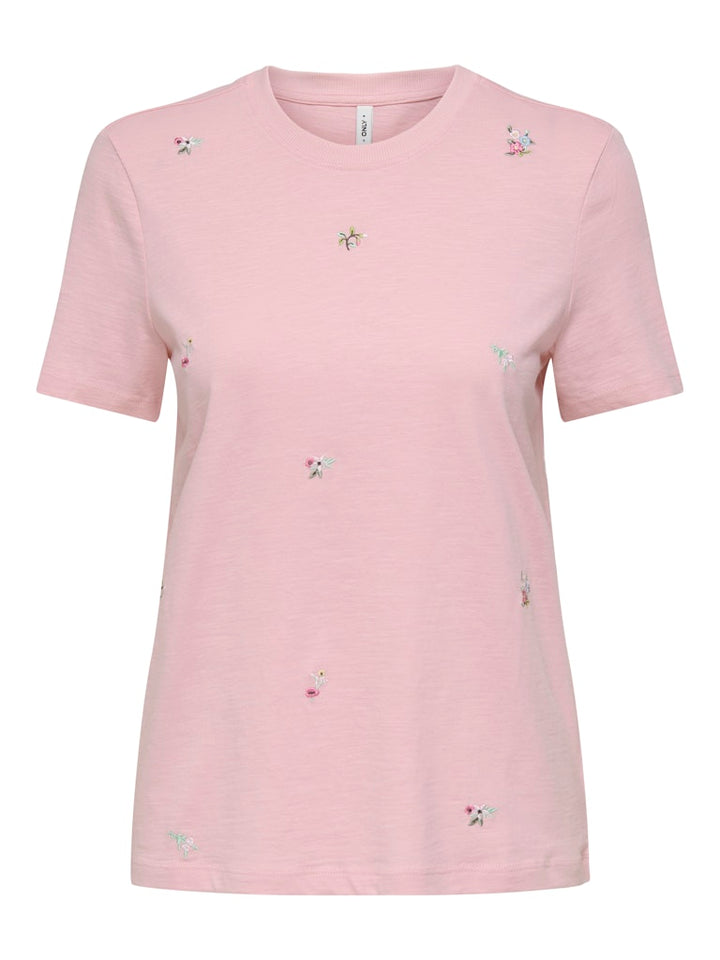 Onlketty Slub S/s O-neck Top Jrs - Roze
