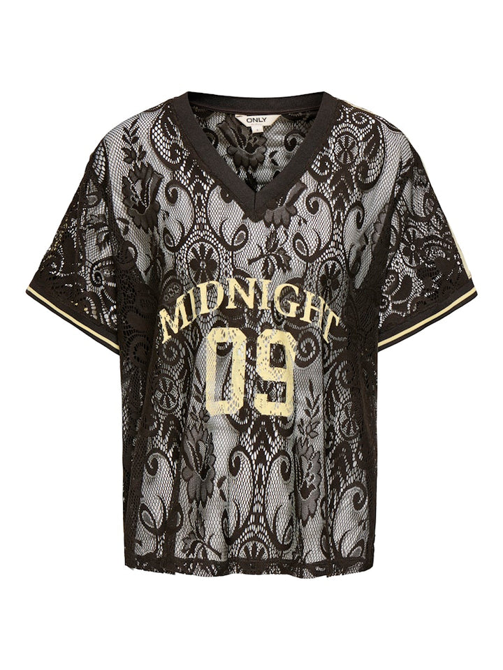 Onljules S/s V-neck Lace Top Wvn Ex - Bruin