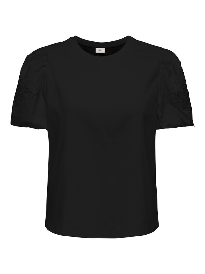 Jdyuma Life S/s Lace Detail Top Jrs - Zwart
