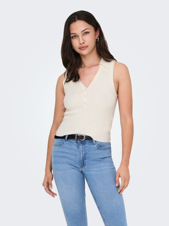 Jdynanna Sl Collar Top Knt - Off-white