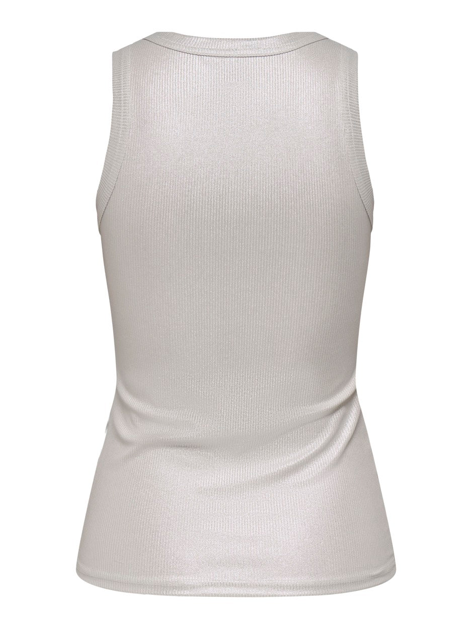 Onlsol Life S/l Glitter Rib Top Jrs - Off-white