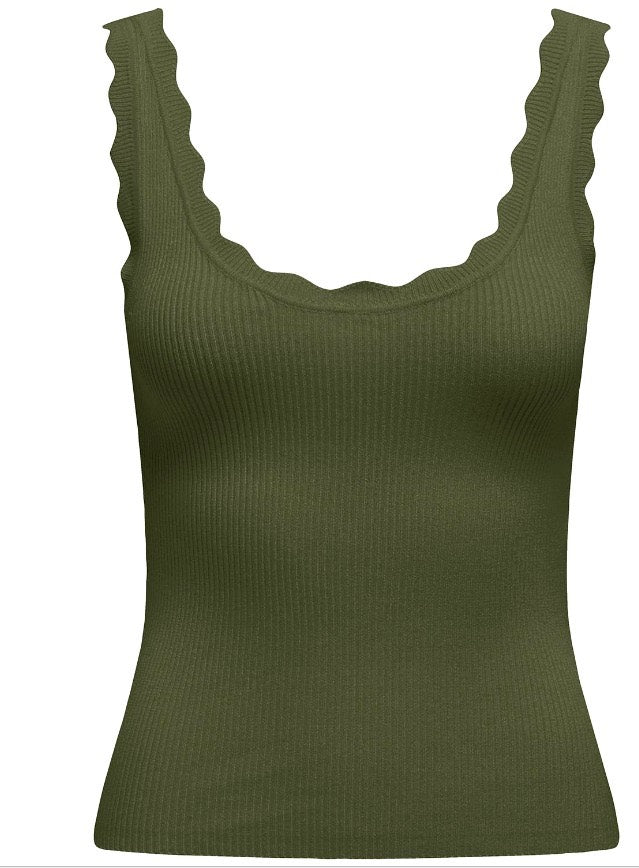 Jdynanna S/l Scallop Edge Top Knt Noos - Groen