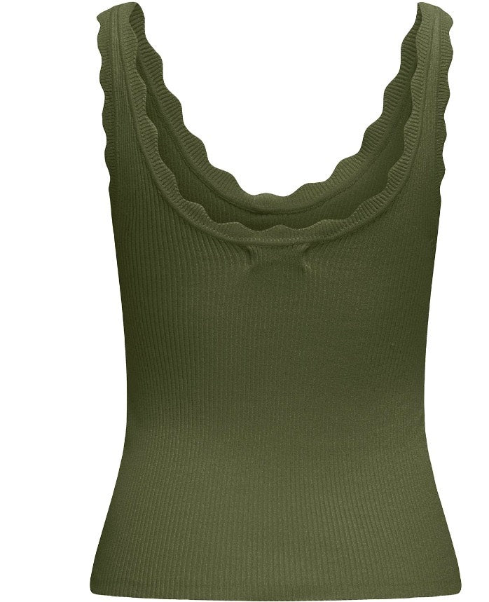 Jdynanna S/l Scallop Edge Top Knt Noos - Groen