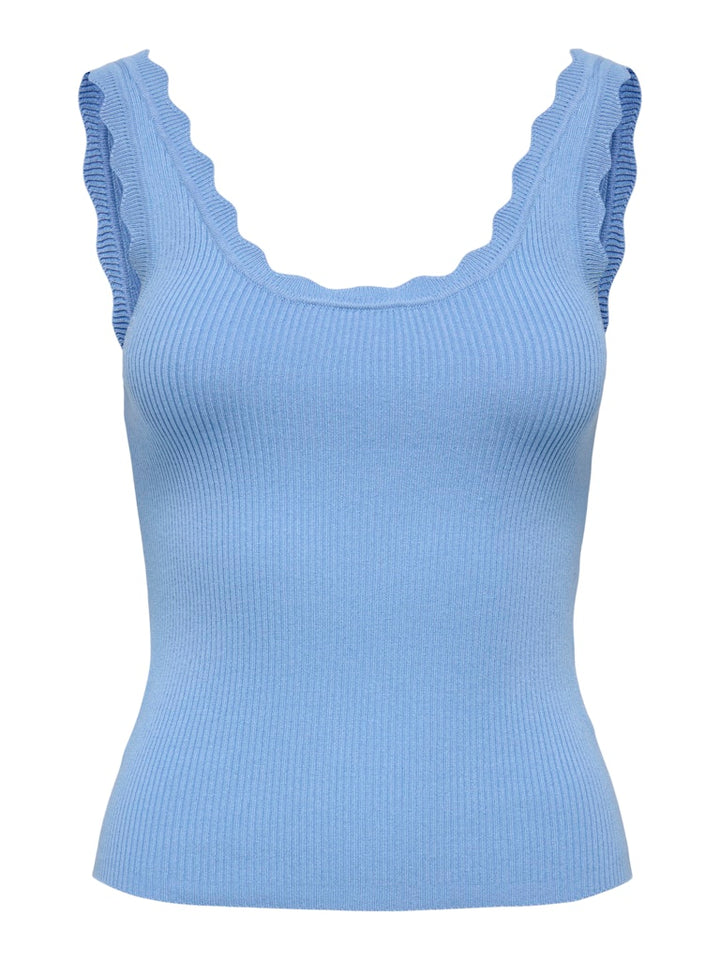 Jdynanna S/l Scallop Edge Top Knt Noos - Lichtblauw