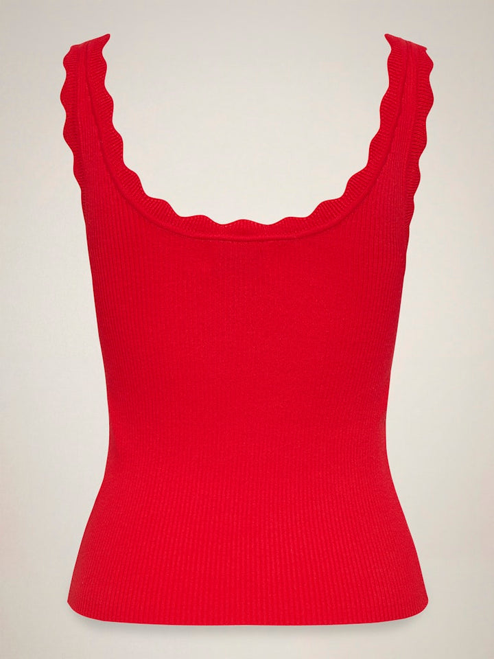 Jdynanna S/l Scallop Edge Top Knt Noos - Rood