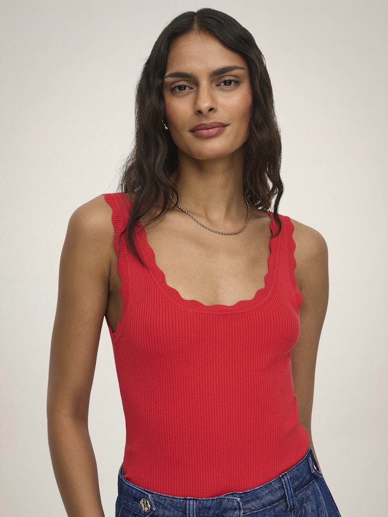 Jdynanna S/l Scallop Edge Top Knt Noos - Rood