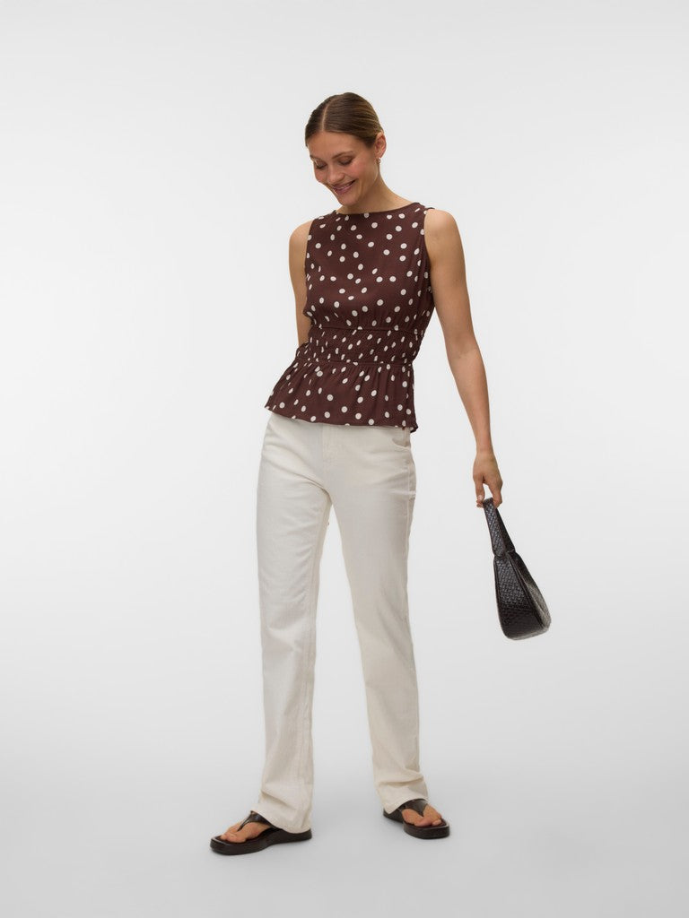 Vmelisa S/l Smock Detail Top Wvn - Bruin Dessin