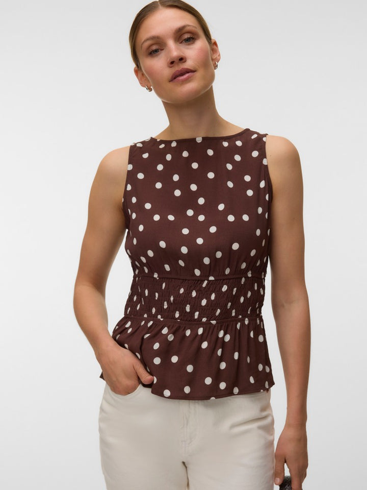 Vmelisa S/l Smock Detail Top Wvn - Bruin Dessin