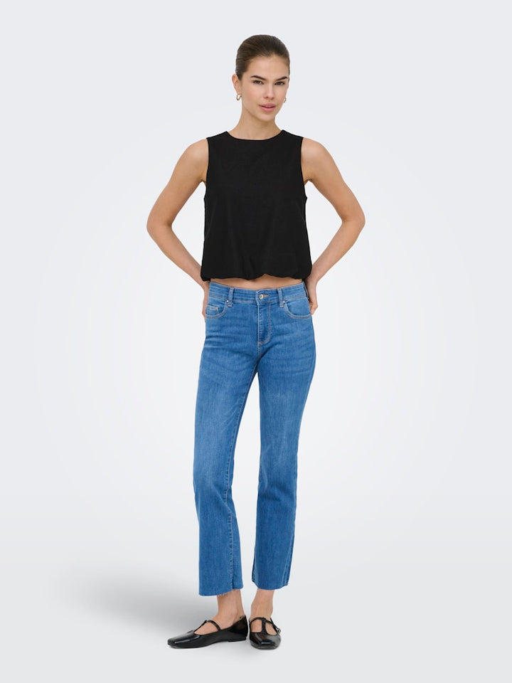 Onlgoa S/l Ballon Linen Bl Top Cc Pnt - Zwart