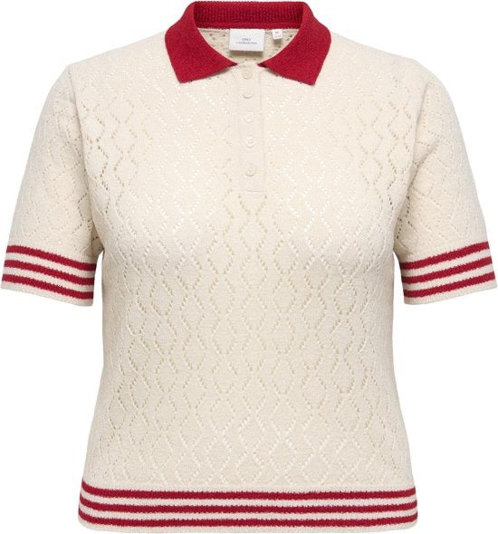 Onlsunny Ss Pointelle Polo Knt - Off-white