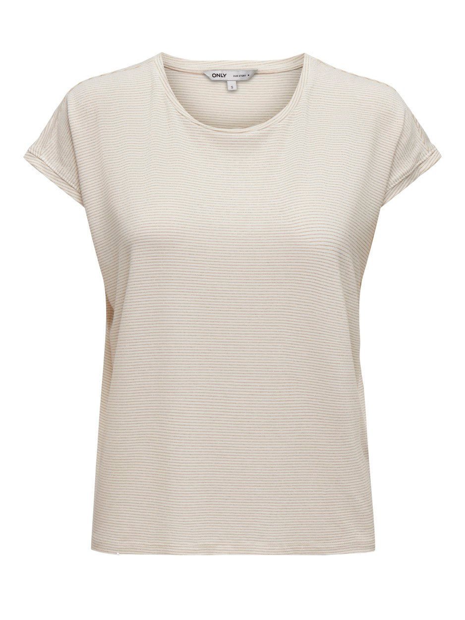 Onlclaudia S/s Glitter Stripe Top J - Zand