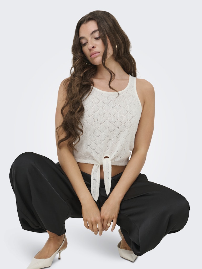 Jdyviola Life S/l Knot Top Jrs - Wit Dessin
