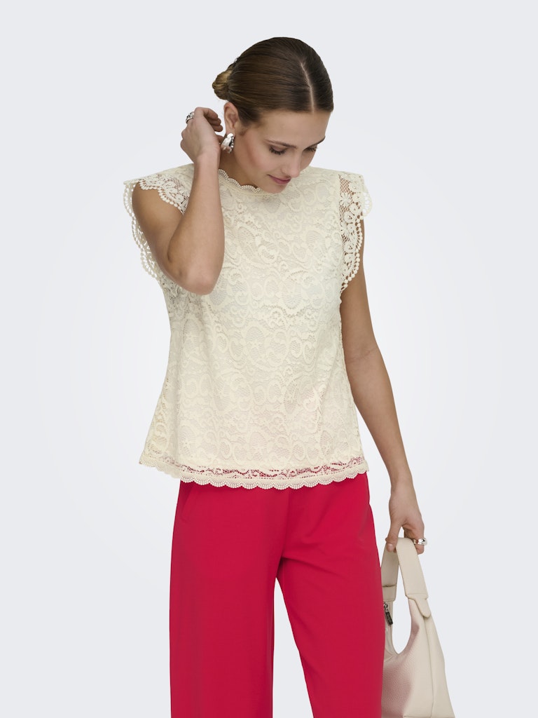 Jdylotas S/l Lace Top Jrs - Wit Dessin