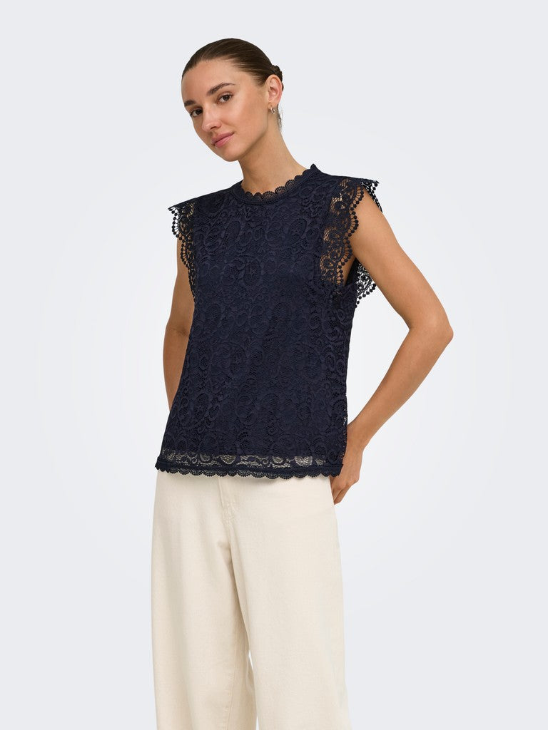 Jdylotas S/l Lace Top Jrs - Navy