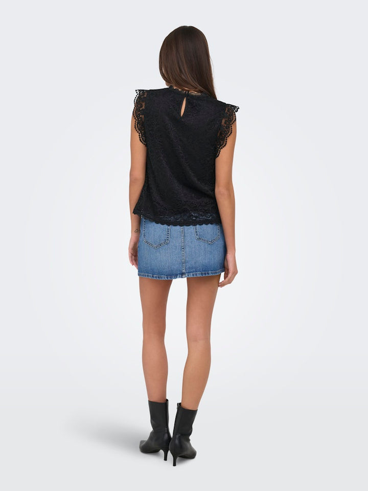 Jdylotas S/l Lace Top Jrs - Zwart Dessin