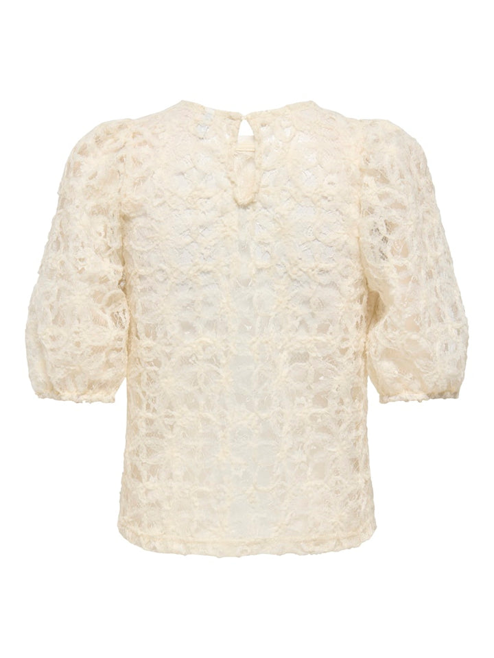 Onlbenia S/s O-neck Lace Top Jrs - Ecru