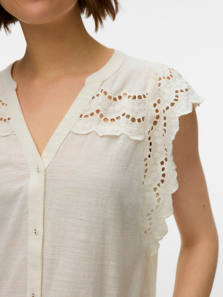Vmjayla S/l Top Wvn Btq Ga - Ecru