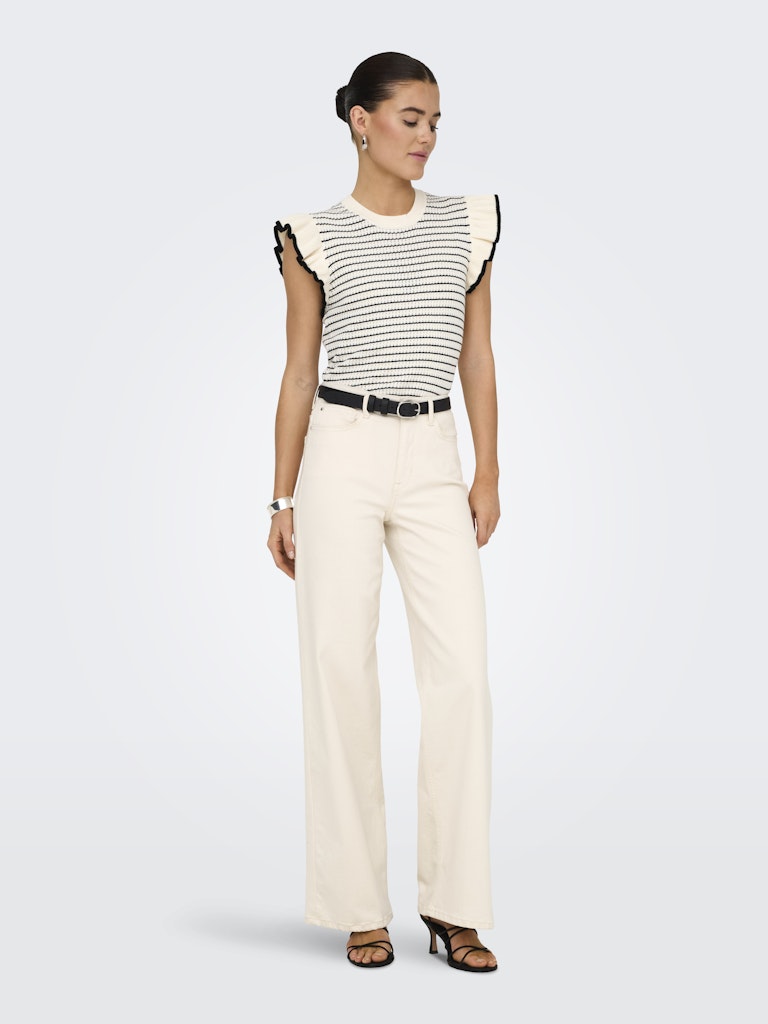 Jdycarice S/l Frill Pullover Knt Noos - Ecru Dessin