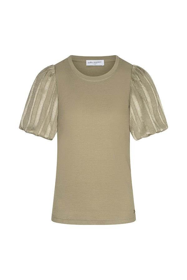 Top Haya - Constrast Puff Sleeve - Oud Groen