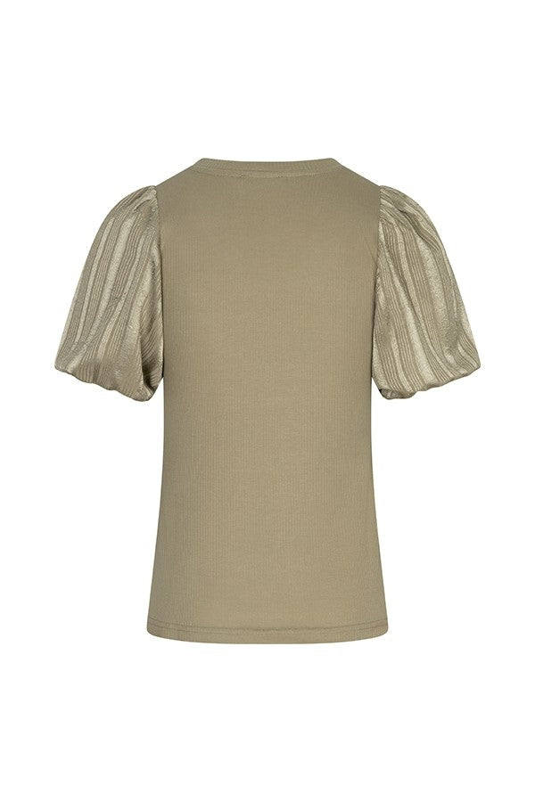 Top Haya - Constrast Puff Sleeve - Oud Groen