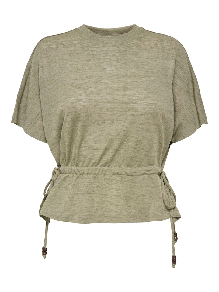 Onlpearl S/s Elastic Waist Top Jrs - Army