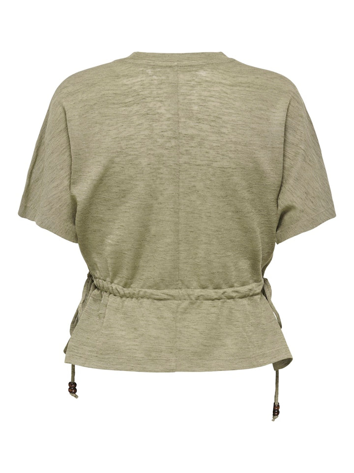 Onlpearl S/s Elastic Waist Top Jrs - Army