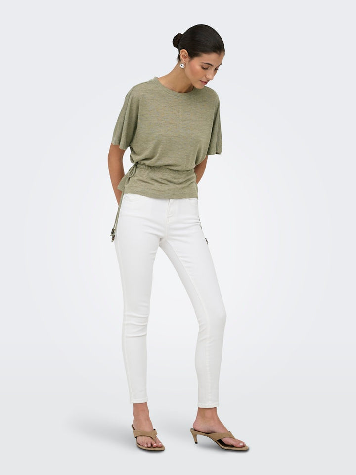 Onlpearl S/s Elastic Waist Top Jrs - Army