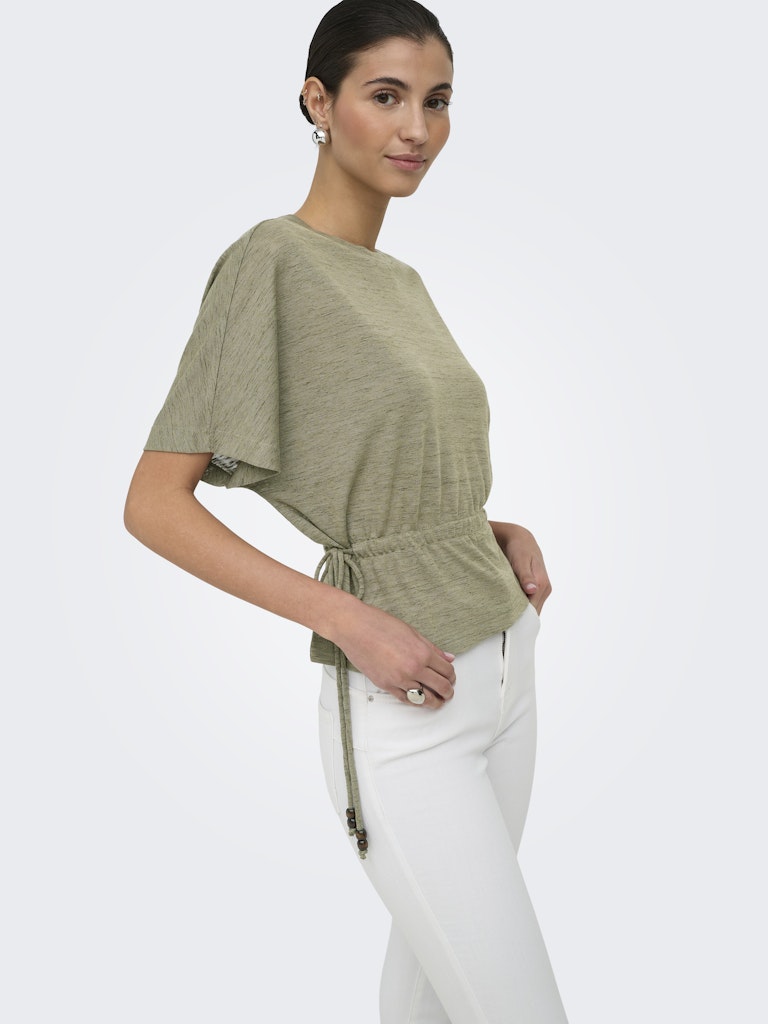 Onlpearl S/s Elastic Waist Top Jrs - Army