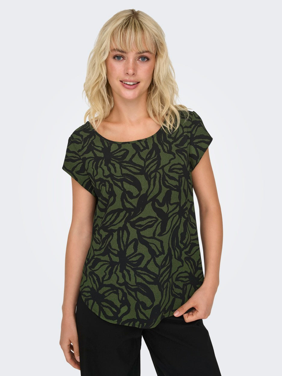 Onlvic S/s Aop Top Noos Ptm - Groen Dessin