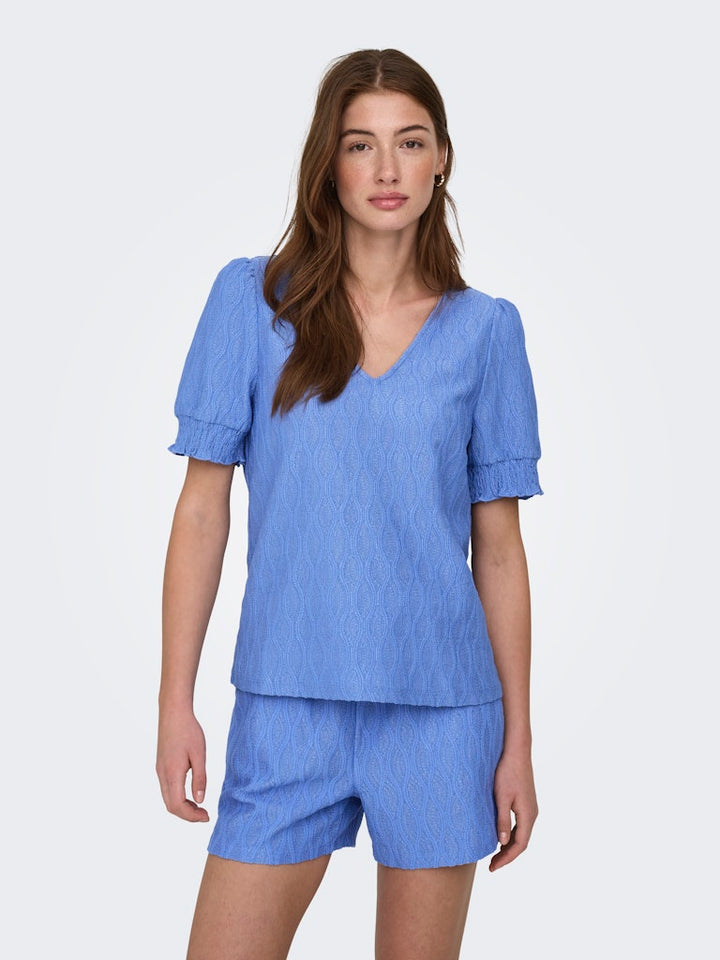 Onldiana S/s V-neck Top Cs Jrs - Lichtblauw