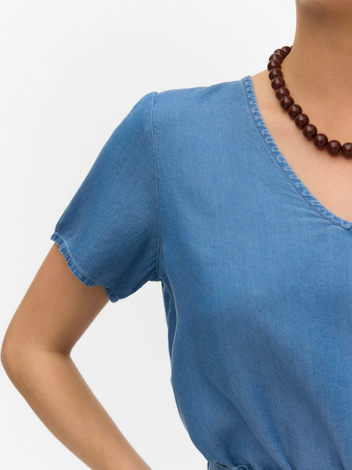 Vmbree Ss V-neck Tencel Top - Blue Denim