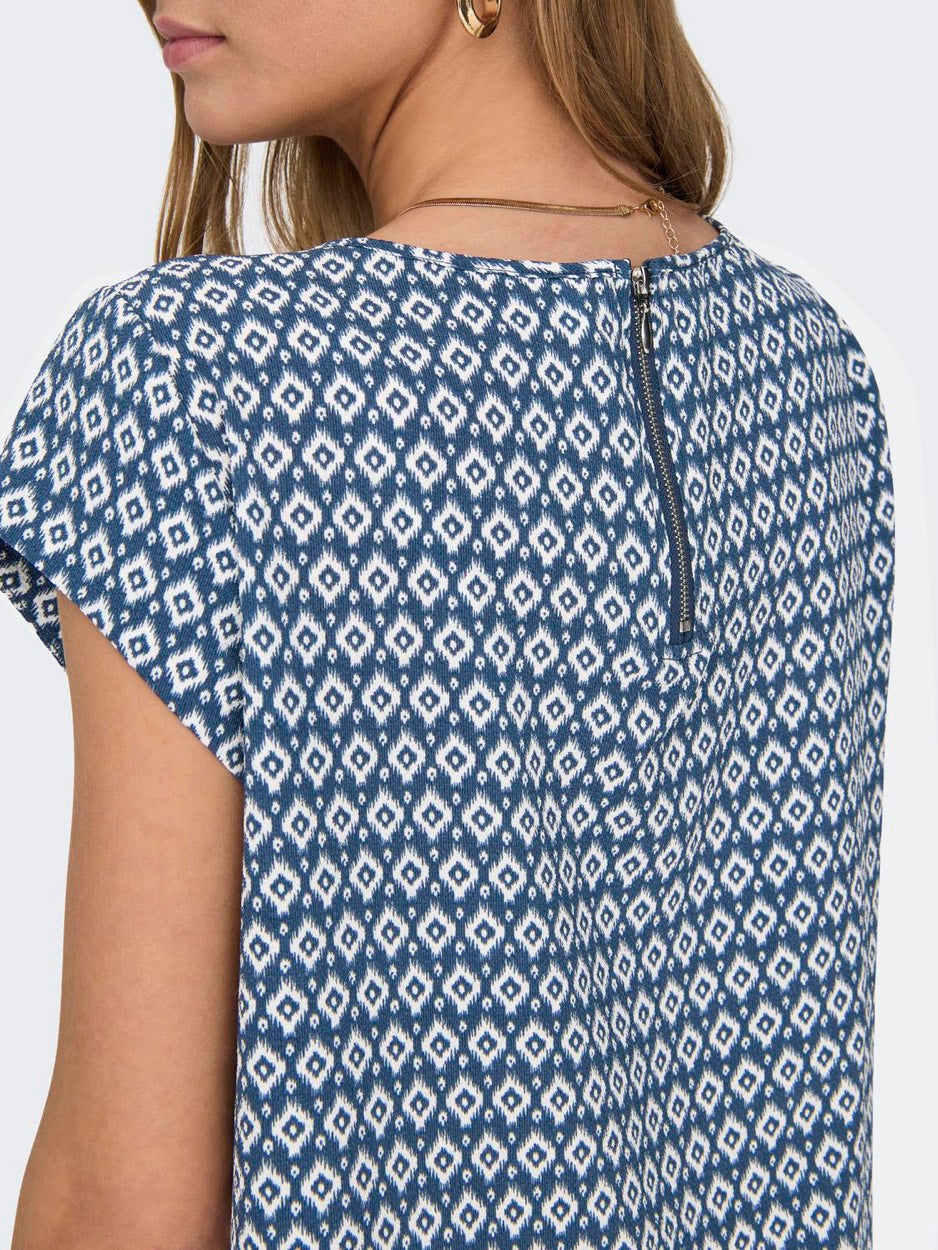 Onlvic S/s Aop Top Noos Ptm - Blauw Dessin