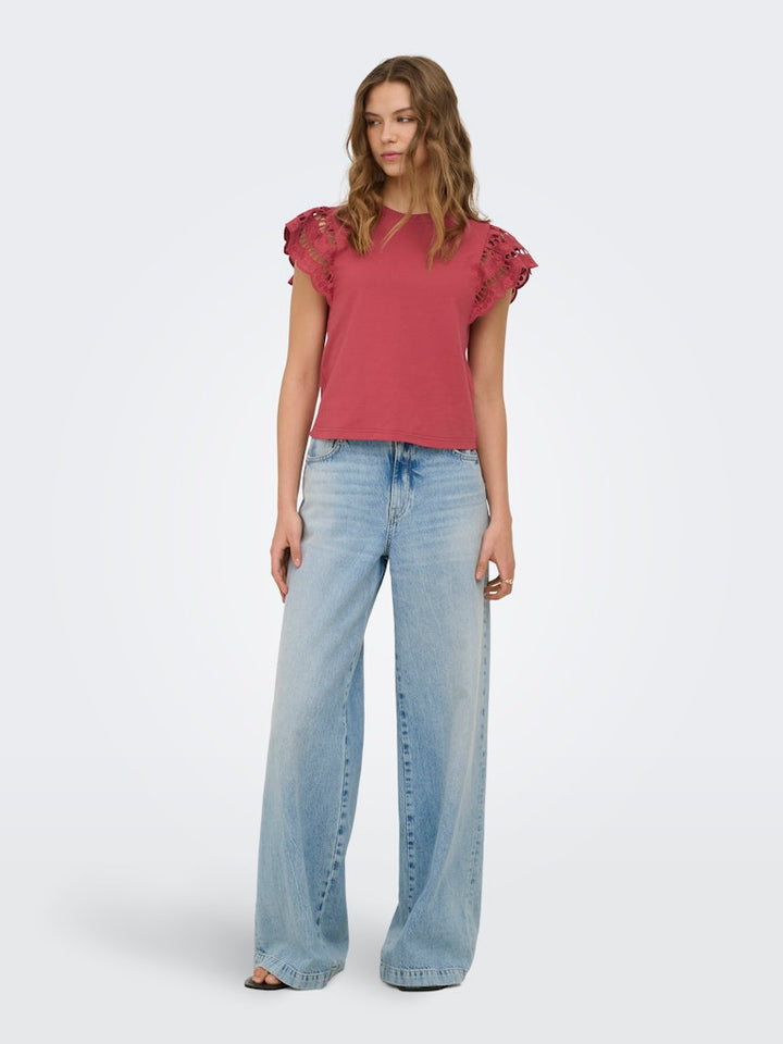 Onlmacy S/s O-neck Mix Top Box Jrs - Steenrood