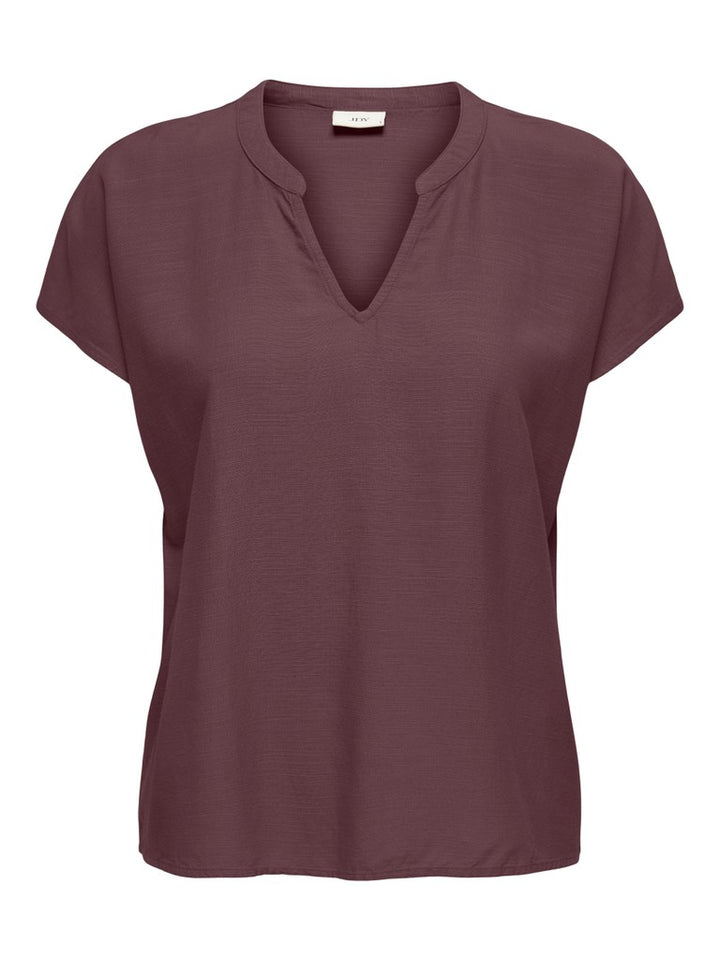 Jdycaya Lion Linen S/s Top Wvn Dia - Bordeaux