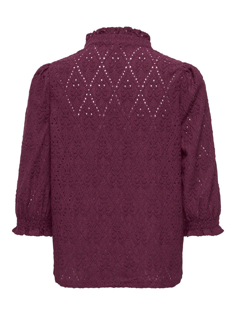 Onlziggy S/s Frill Top Cc Jrs - Bordeaux