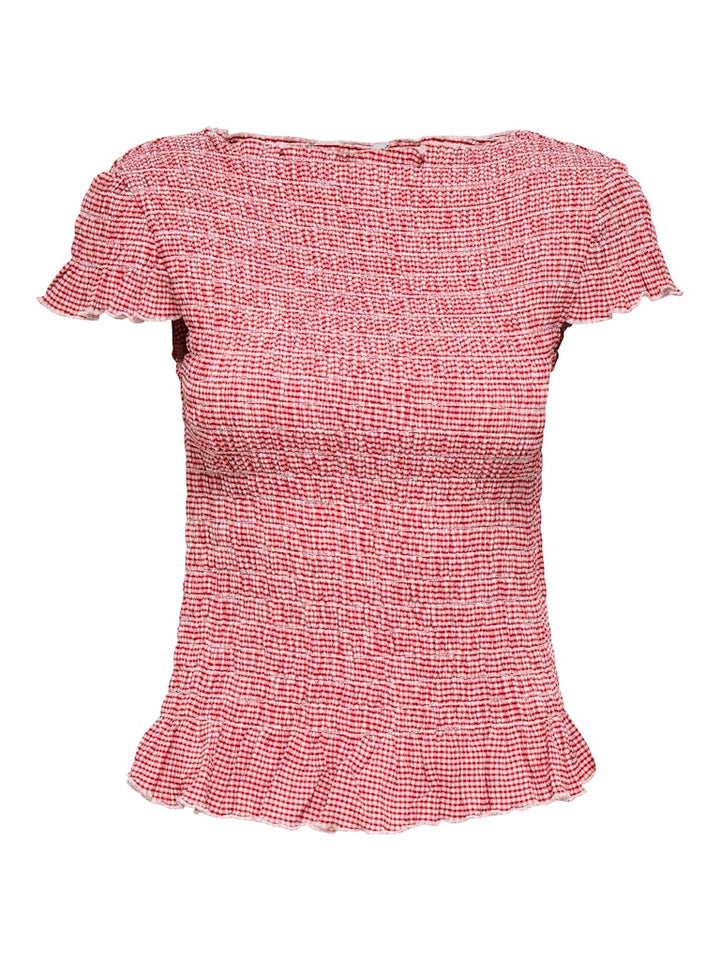 Onlcelle Life Cap Smock Boatneck Top Jrs - Rood Dessin
