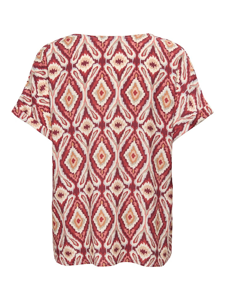Onlbelly Mikasi Ss V-neck Top Wvn Ex - Rood Dessin