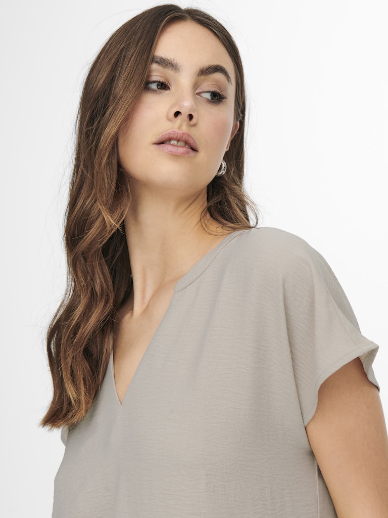 Jdylion Life S/s Top Wvn Noos - Licht Bruin