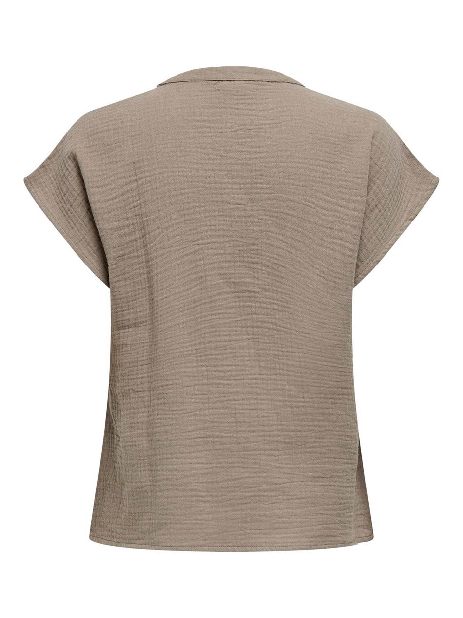 Jdytheis Life S/s Top Wvn Dia - Taupe