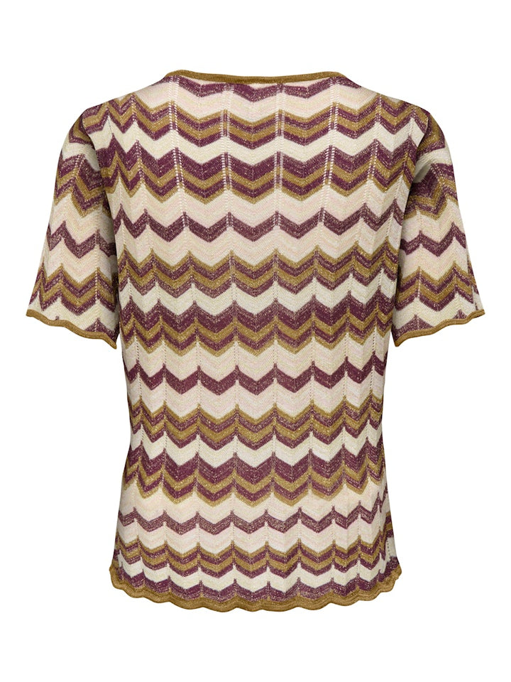 Onlaster Ss Glitter O-neck Tee Knt - Bruin Dessin
