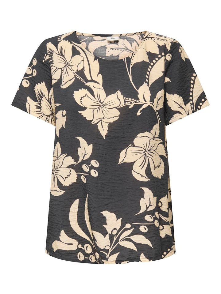 Jdytroya Life S/s O-neck Top Wvn Dia - Zwart Dessin