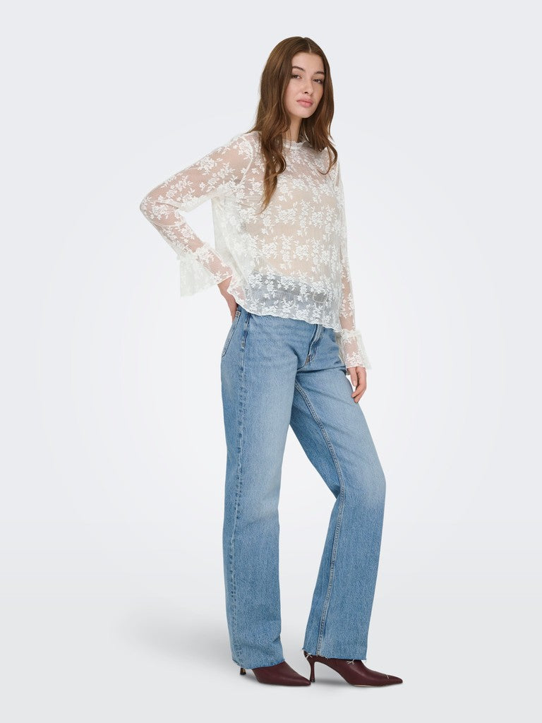Onlcrisma L/s O-neck Top Wvn - Off-white