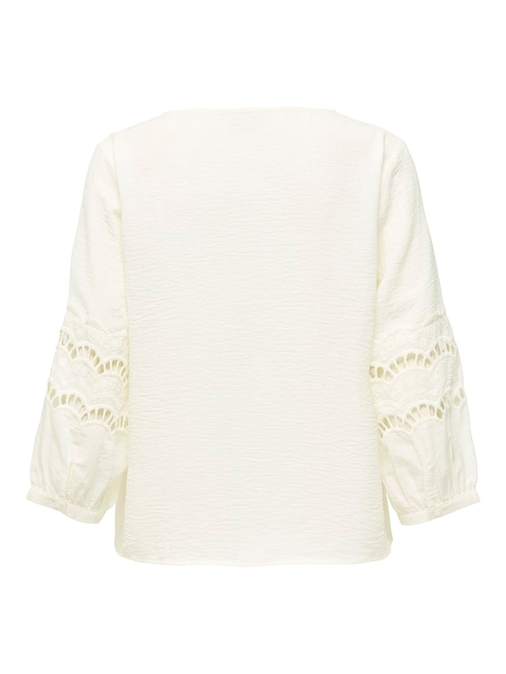 Jdyhannah Life 3/4 Lace Top Wvn - Ecru